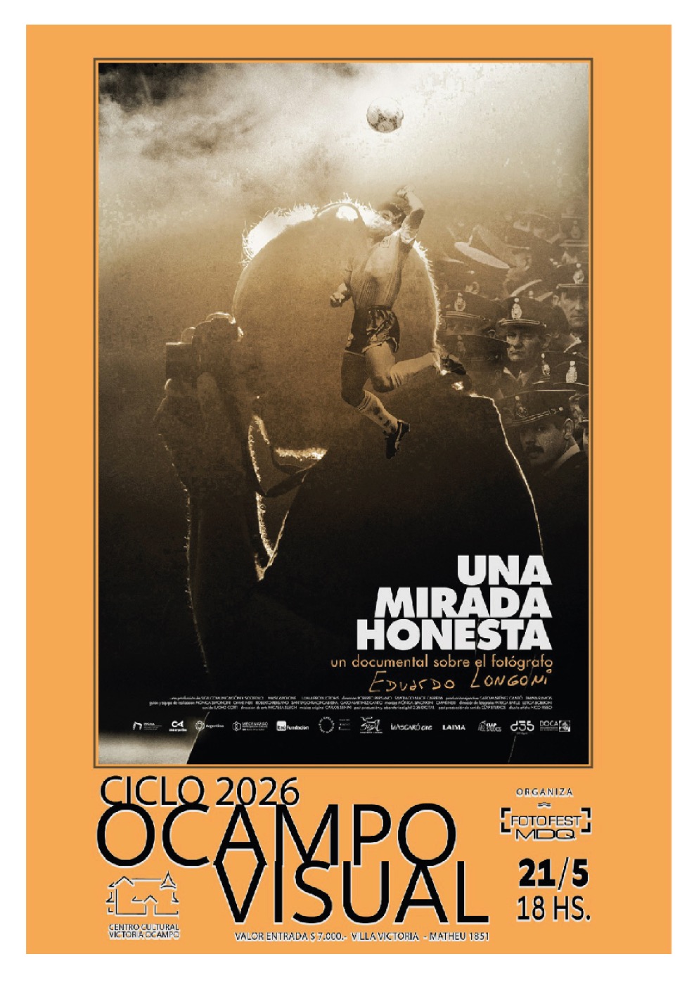 Afiche del ciclo Ocampo Visual 2026 con el cartel del documental Una mirada honesta