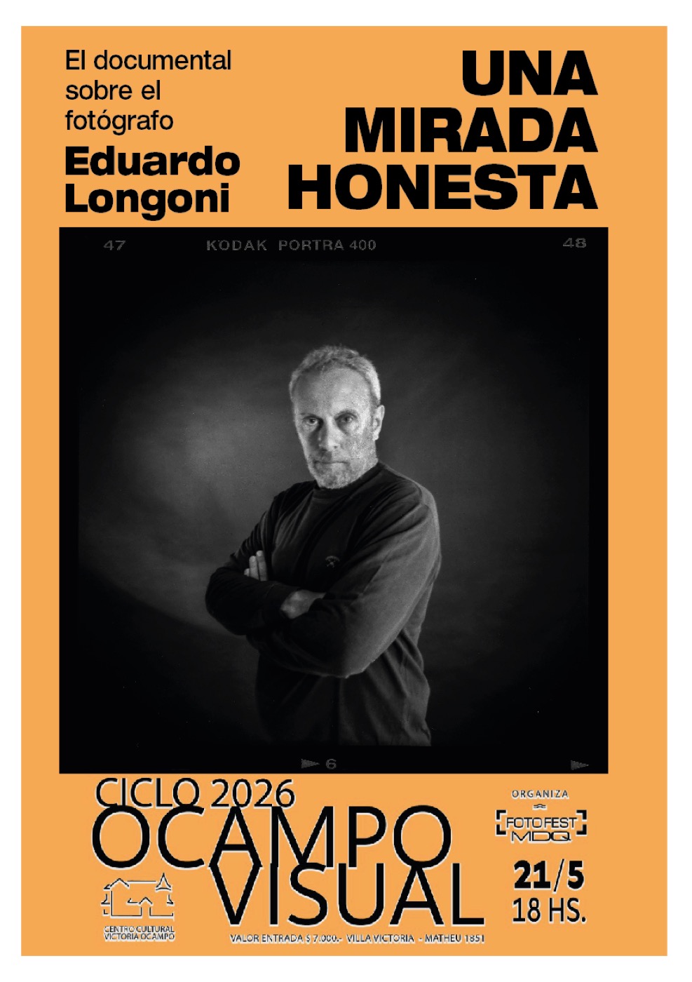 Afiche del ciclo Ocampo Visual 2026 con un retrato de Eduardo Longoni