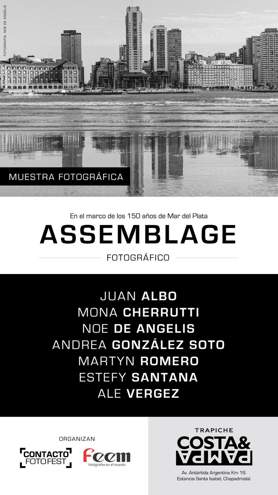 Afiche de Assemblage fotográfico en Bodega Trapiche — Costa & Pampa, con los siete autores