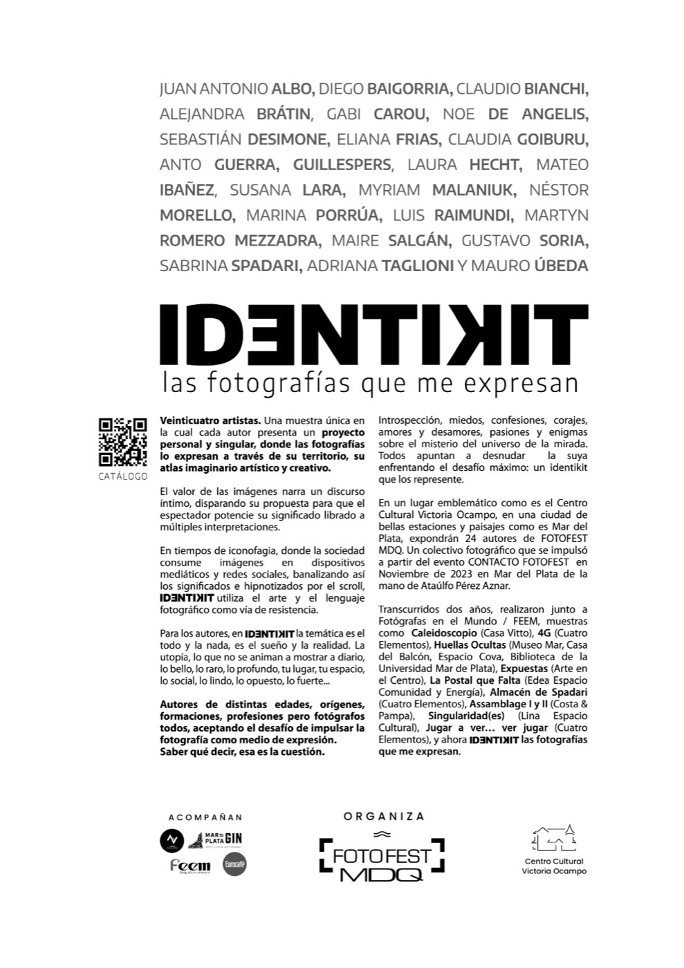 Placa de IDENTIKIT con el texto de la muestra y la lista de autores