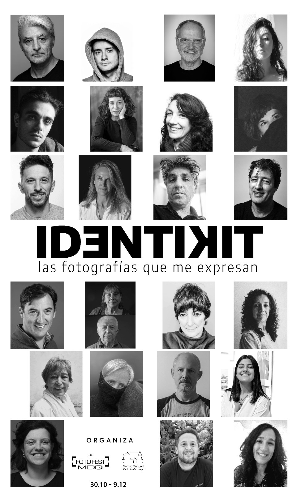 Afiche de IDENTIKIT en Villa Victoria, con los retratos de los veinticuatro autores
