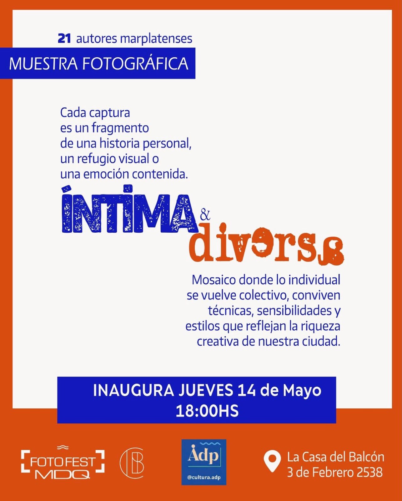 Afiche de la muestra Íntima & Diversa, en La Casa del Balcón