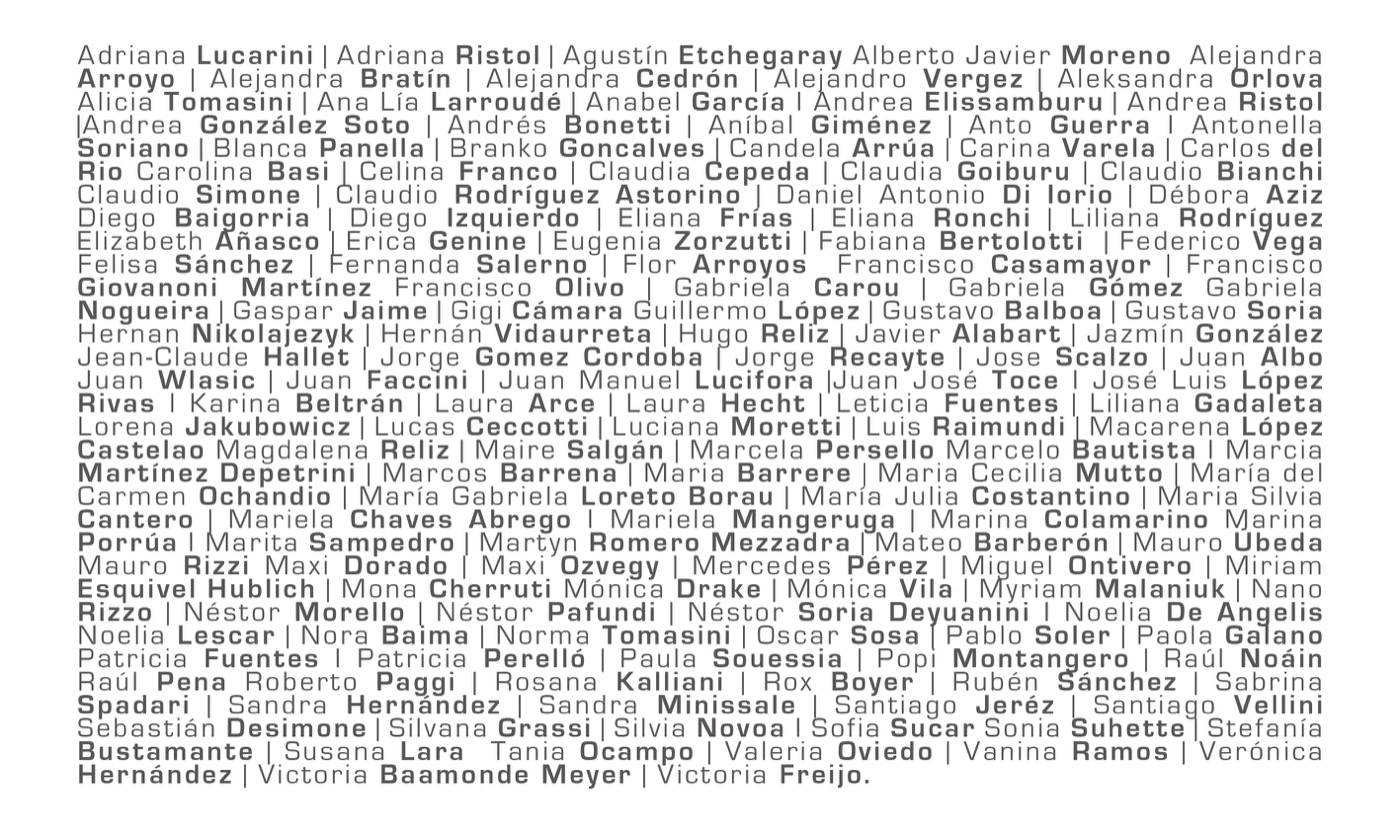 Placa con los nombres de las 151 fotógrafas y fotógrafos de la muestra